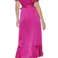 Vestido midi com zíper e babados, mangas franzidas, manga curta, festa, estilo envelope falso, rosa, tamanho 10, para mulheres Kensie