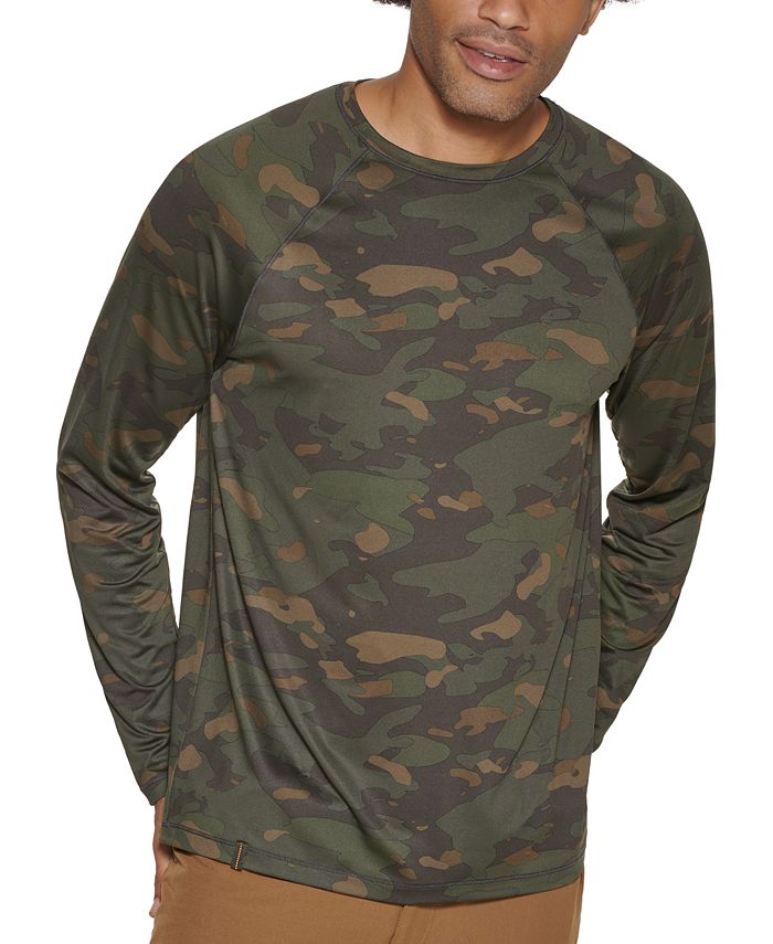 Camiseta de manga comprida com camada de base camuflada masculina Bass Outdoor, verde, tamanho grande