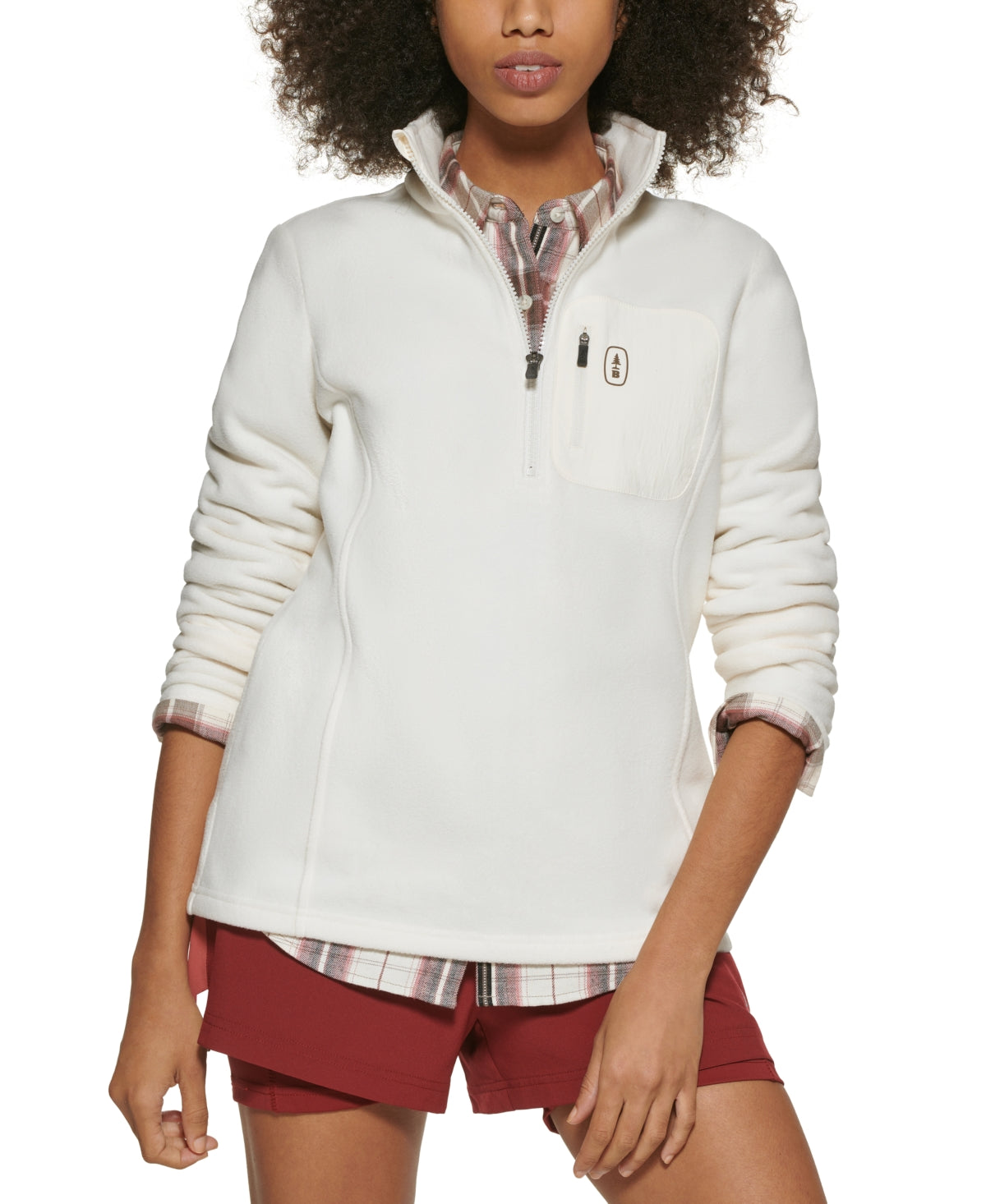 Jaqueta de lã Bass Outdoor Highline Trail Half Zip feminina, branca, tamanho X-S