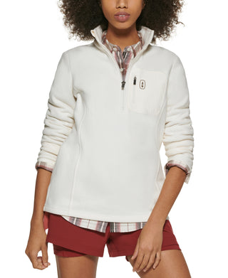 Jaqueta de lã Bass Outdoor Highline Trail Half Zip feminina, branca, tamanho X-S