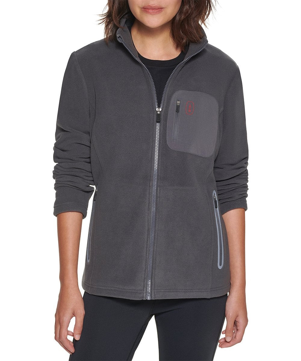 Jaqueta de lã com zíper completo Bass Outdoor Highline Trail feminina, cinza, tamanho P