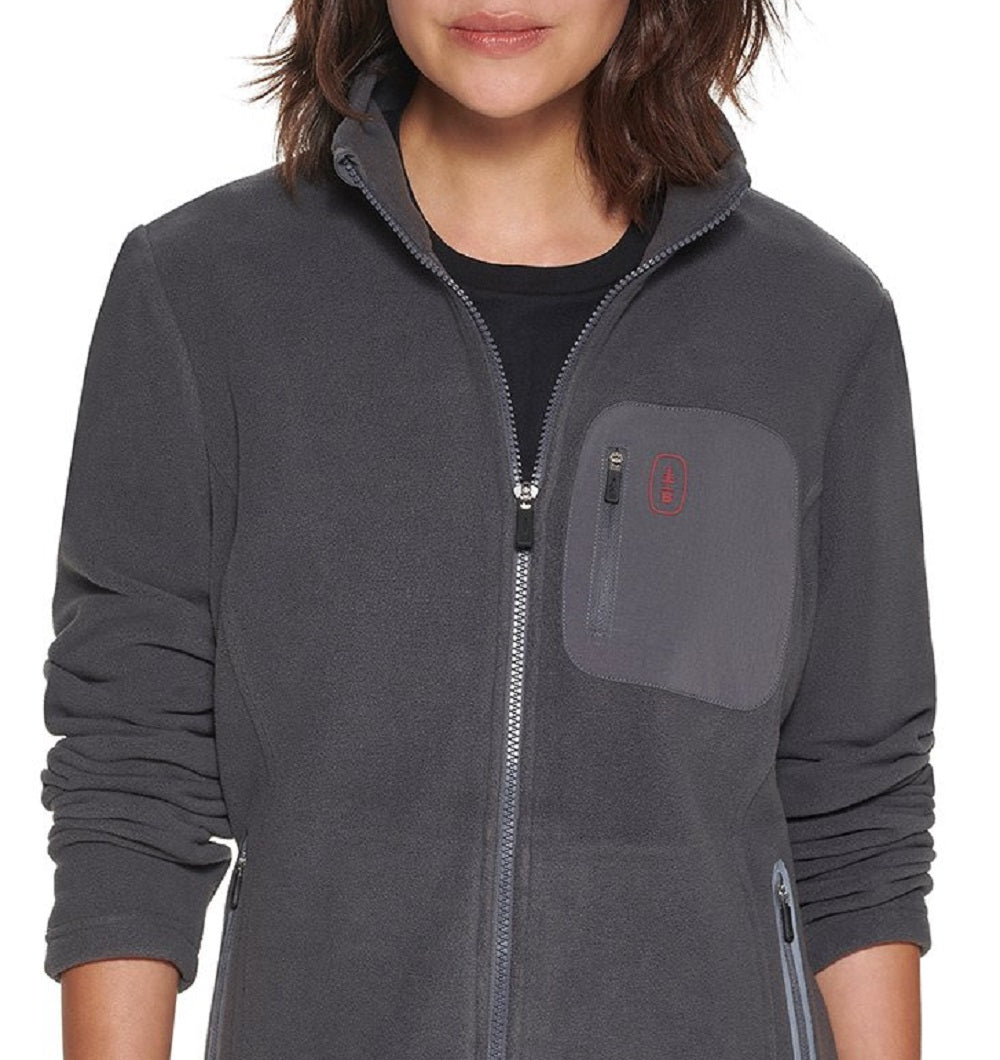 Jaqueta de lã com zíper completo Bass Outdoor Highline Trail feminina, cinza, tamanho P