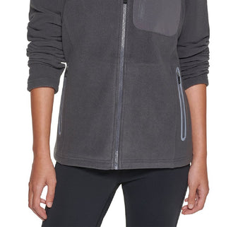 Jaqueta de lã com zíper completo Bass Outdoor Highline Trail feminina, cinza, tamanho P