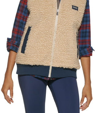 Colete feminino Bass Outdoor Route Hiking Faux Sherpa Marrom Tamanho Médio