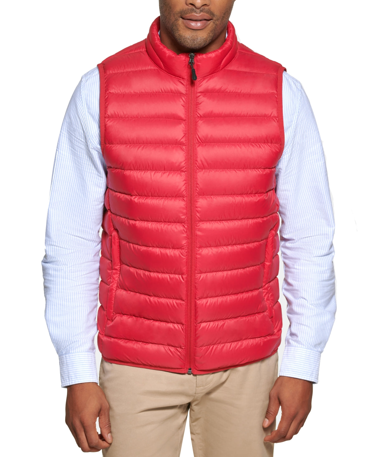 Colete dobrável de plumas masculino Club Room, vermelho