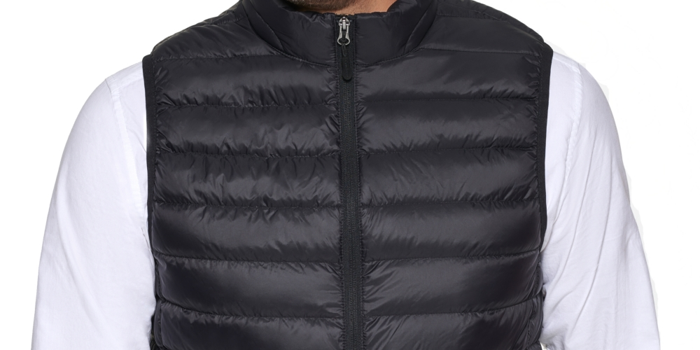 Colete dobrável de plumas masculino Club Room, preto, tamanho pequeno