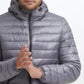 Jaqueta acolchoada masculina Kenneth Cole com forro de sherpa e capuz, tamanho médio, cinza, tamanho pequeno