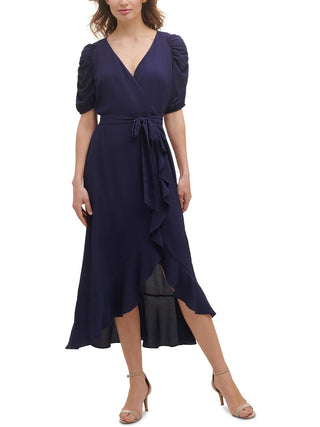 Kensie Women's Ruffled Long Maxi Dress Blue Size 6