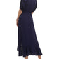 Vestido longo longo com babados Kensie feminino, azul, tamanho 6