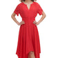Vestido midi feminino Kensie com bainha de lenço de algodão, vermelho, tamanho 16