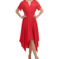 Vestido midi Kensie feminino com bainha de lenço, vermelho, tamanho 10