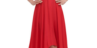 Vestido midi Kensie feminino com bainha de lenço, vermelho, tamanho 10