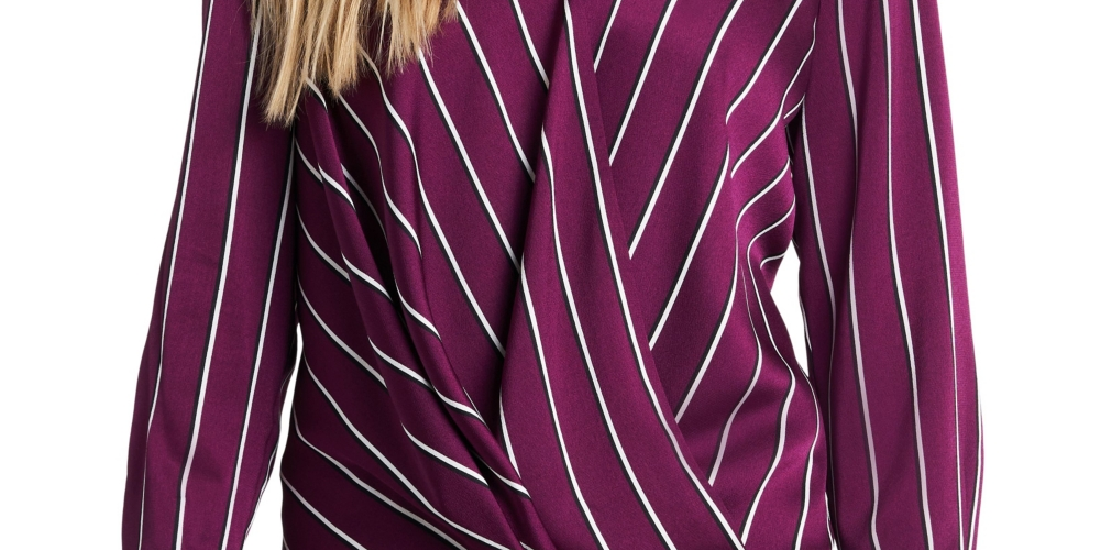 Blusa feminina Vince Camuto manga comprida com frente cruzada, vermelha, tamanho extrapequeno