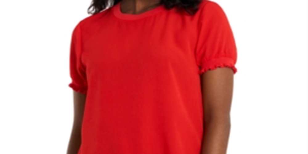 Riley &amp; Rae Feminino Jenna Smocked Cuff Top Vermelho Tamanho X-G