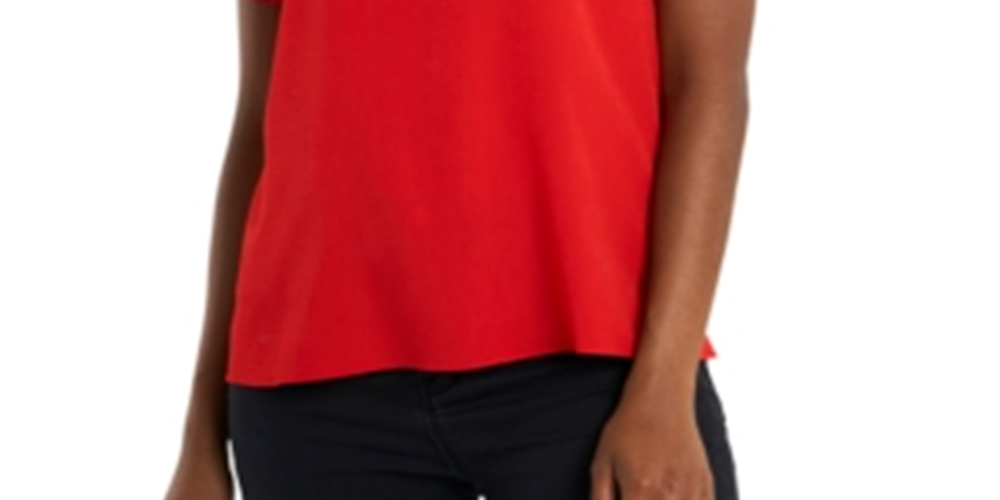 Riley &amp; Rae Feminino Jenna Smocked Cuff Top Vermelho Tamanho X-G