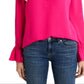 Blusa feminina CeCe com babados e decote em V, rosa, tamanho pequeno