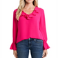 Blusa feminina CeCe com babados e decote em V, rosa, tamanho pequeno