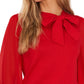 Suéter feminino CeCe Sweet Tie Mix Media de algodão, vermelho, tamanho médio
