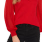 Suéter feminino CeCe Sweet Tie Mix Media de algodão, vermelho, tamanho médio