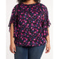 Blusa feminina Vince Camuto com estampa floral e mangas bufantes, rosa, tamanho 3X