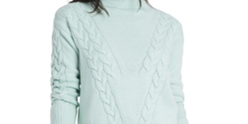 Suéter feminino Vince Camuto com ponto trançado verde, tamanho médio