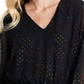 1.STATE Blusa feminina de malha com decote em V, preta, tamanho extragrande