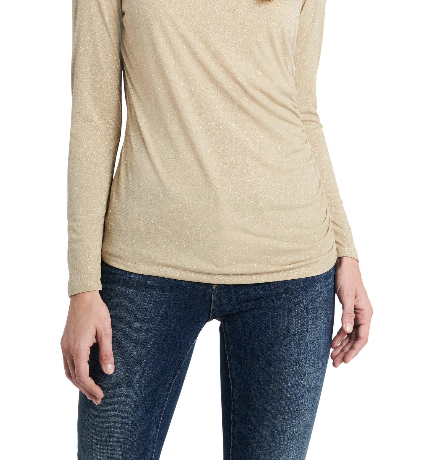 Vince Camuto Blusa Feminina Sparkle Jersey Recortada Amarela Tamanho Médio
