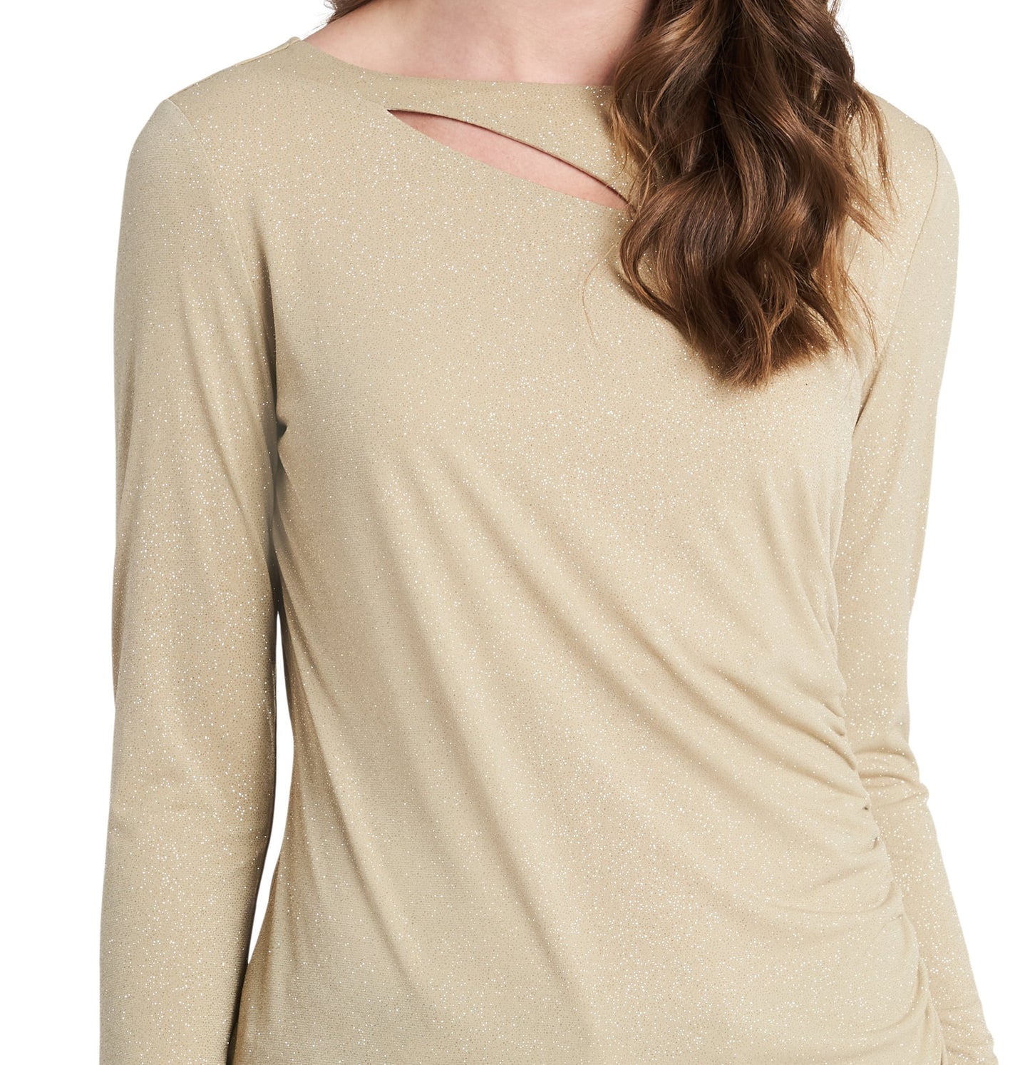 Vince Camuto Blusa Feminina Sparkle Jersey Recortada Amarela Tamanho Grande