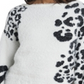 Suéter feminino Vince Camuto com estampa animal e jacquard felpudo, branco, tamanho médio