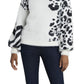 Suéter felpudo com estampa animal jacquard feminino Vince Camuto, branco, tamanho grande