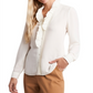 Blusa feminina Piper com babados, branca, tamanho médio, da Riley &amp; Rae