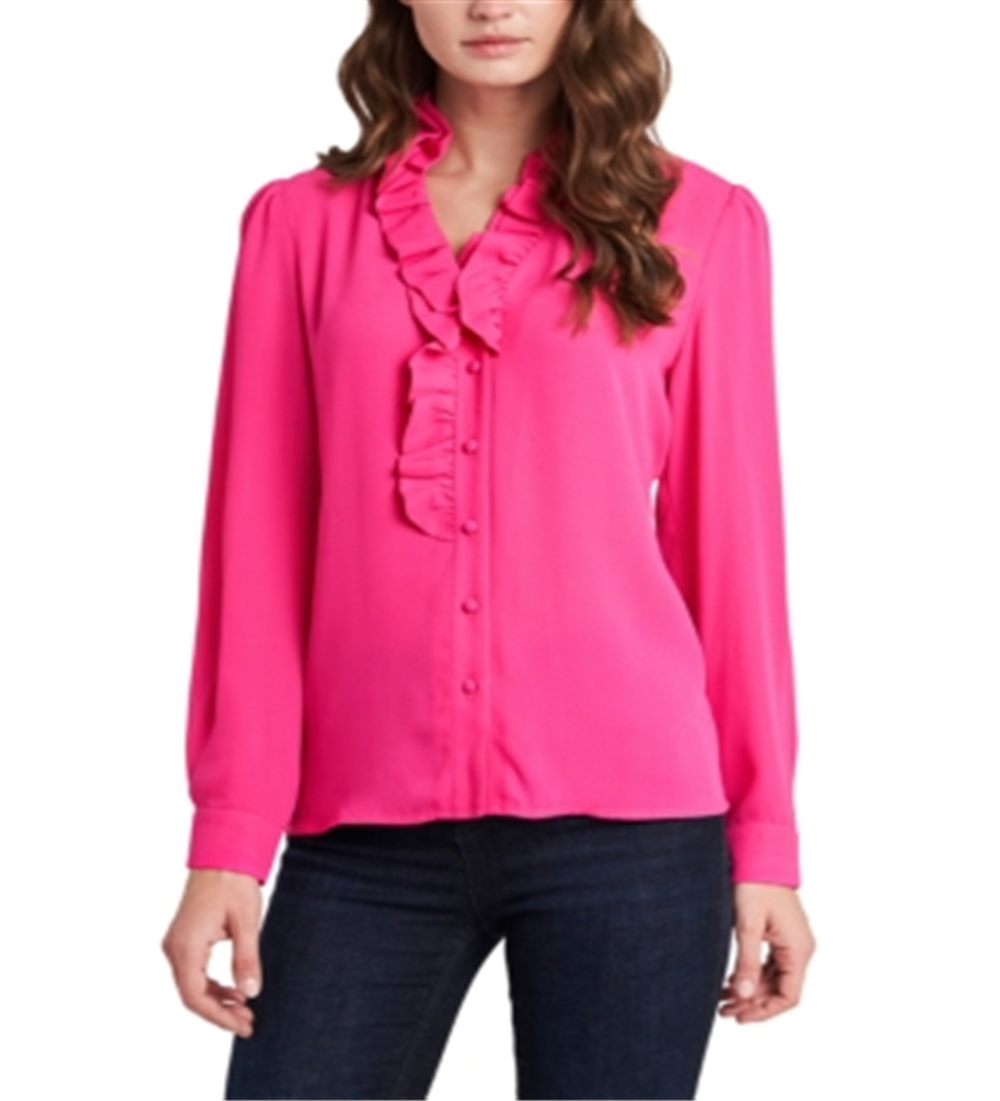 Blusa feminina Piper com babados, rosa, tamanho médio, da Riley &amp; Rae