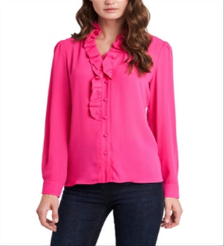 Blusa feminina Piper com babados, rosa, tamanho médio, da Riley &amp; Rae