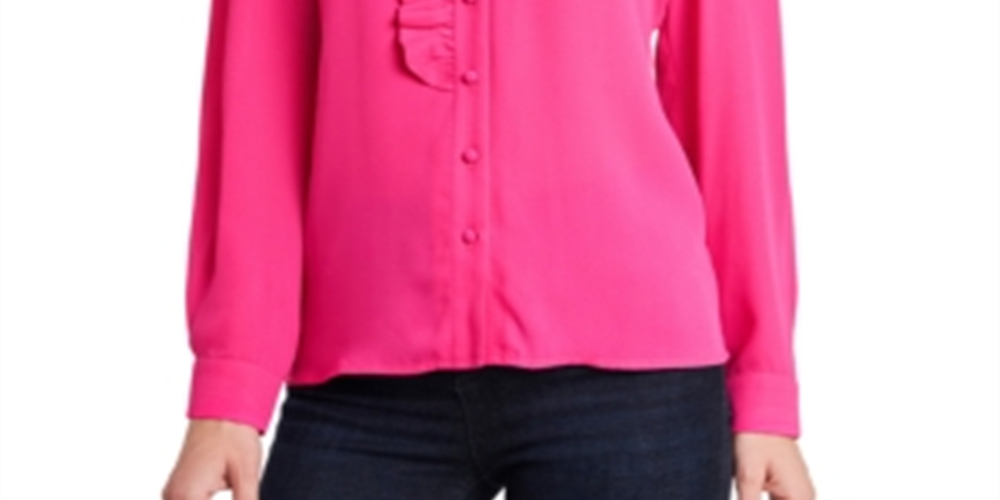 Blusa feminina Piper com babados, rosa, tamanho médio, da Riley &amp; Rae