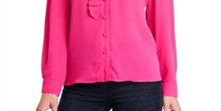 Blusa feminina Piper com babados, rosa, tamanho médio, da Riley &amp; Rae