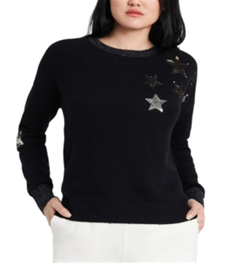 Suéter feminino Riley &amp; Rae Jamie Sequin Star, preto, tamanho extragrande