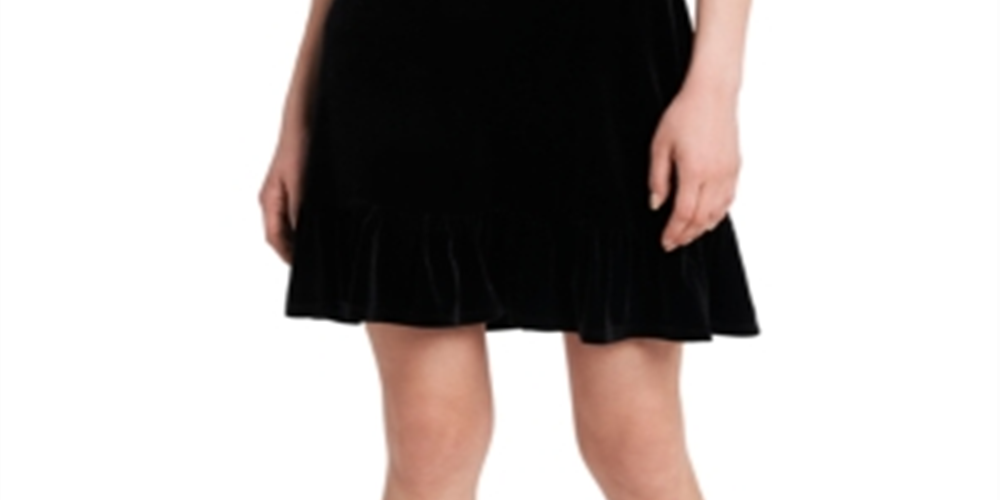 Minissaia de veludo lilás feminina Riley &amp; Rae, preta, tamanho grande