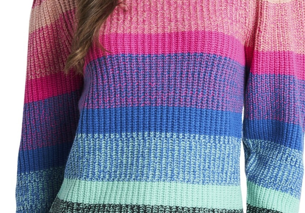 Suéter feminino Vince Camuto de manga comprida com blocos de cores, rosa, tamanho XS