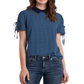 Blusa feminina CeCe com gola geométrica, azul, tamanho médio