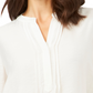Blusa feminina Vince Camuto com mangas franzidas e decote dividido, branca, tamanho extrapequeno