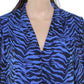 Blusa feminina Vince Camuto Animal Impression com manga curta, azul, tamanho médio