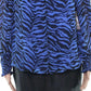 Blusa feminina Vince Camuto Animal Impression com manga curta, azul, tamanho médio