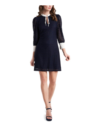 Vestido de renda Riley &amp; Rae Leyla azul marinho preppy tamanho G