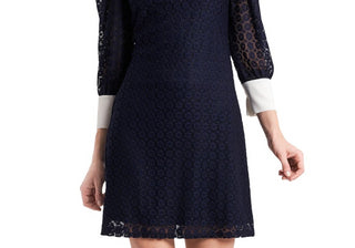 Vestido de renda Riley &amp; Rae Leyla azul marinho preppy tamanho G