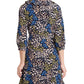 Vestido curto de festa com babados e decote sobrepeliz, floral, manga 3/4, azul, tamanho 6, Riley &amp; Rae