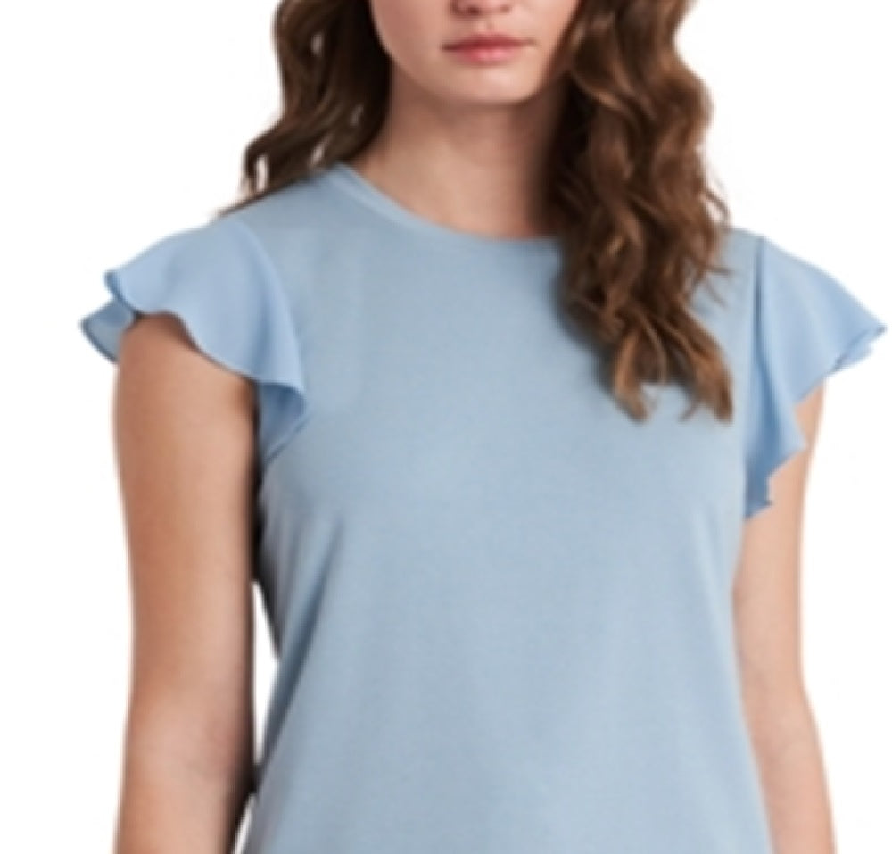 Blusa feminina Riley &amp; Rae Suzi com mangas esvoaçantes, azul, tamanho grande