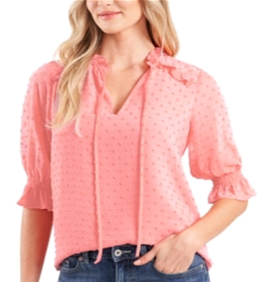 Top CeCe Feminino com Bolinha e Amarração Frontal Rosa Tamanho Grande