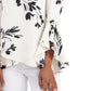 Vince Camuto Blusa feminina com estampa floral e manga trompete, branca, tamanho pequeno