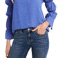 Blusa feminina CeCe com manga bufante e bolinhas, azul, tamanho extragrande
