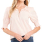 Blusa CeCe Feminina com Bolinhas e Manga Bufante Rosa Tamanho Grande